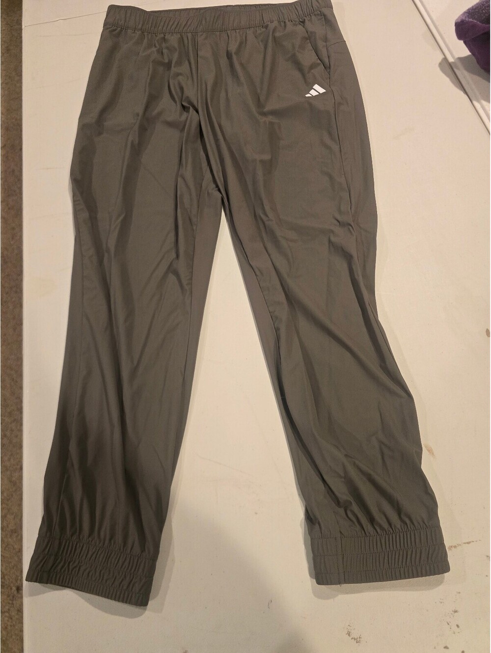 Adidas Men's Gray Track Pants with Elastic Cuffs